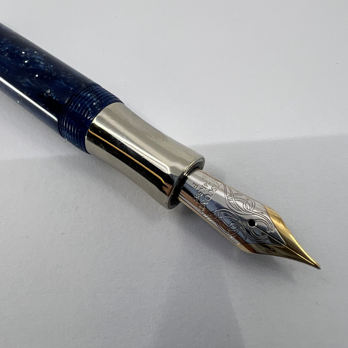 Visconti Amigdala "You & Me" Blue Marbled Limited Edition Fountain Pen - Fine 14kt Gold Nib