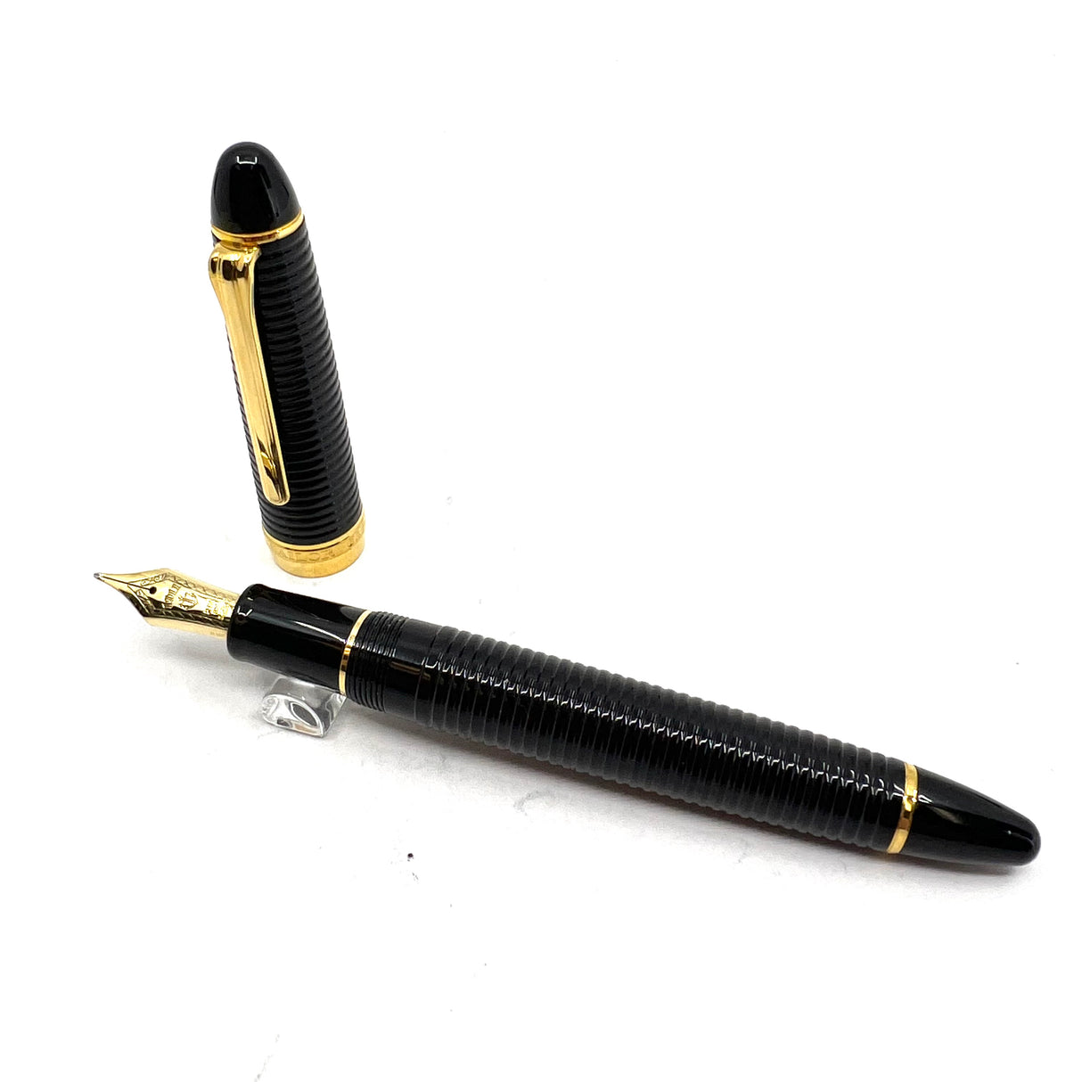 Sailor 1911L Black Ribbed Fountain Pen - Nagahara Jr. Naginata Togi 21K Medium/Fine Nib