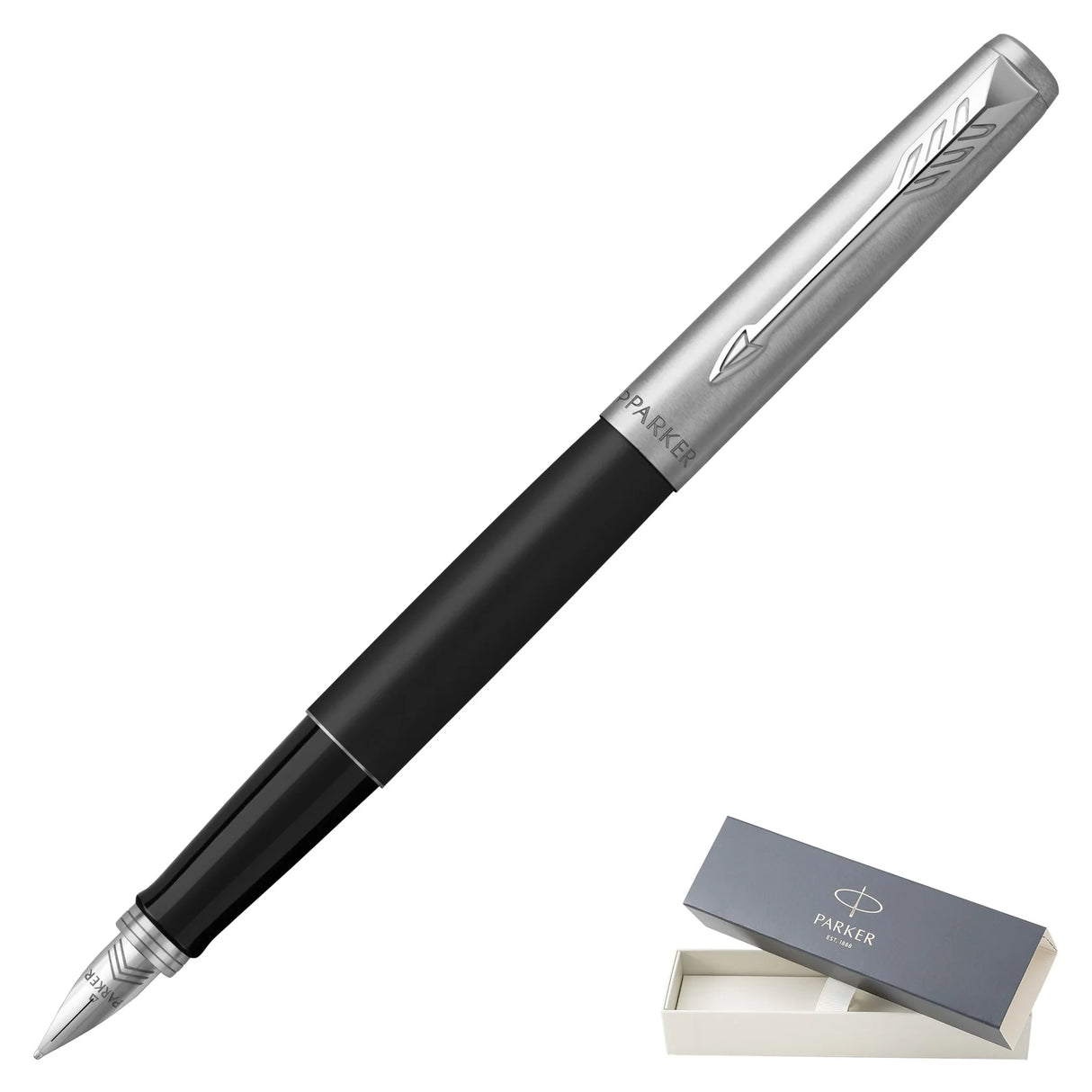 Parker Jotter Bond Street Black Chrome Trim Fountain Pen