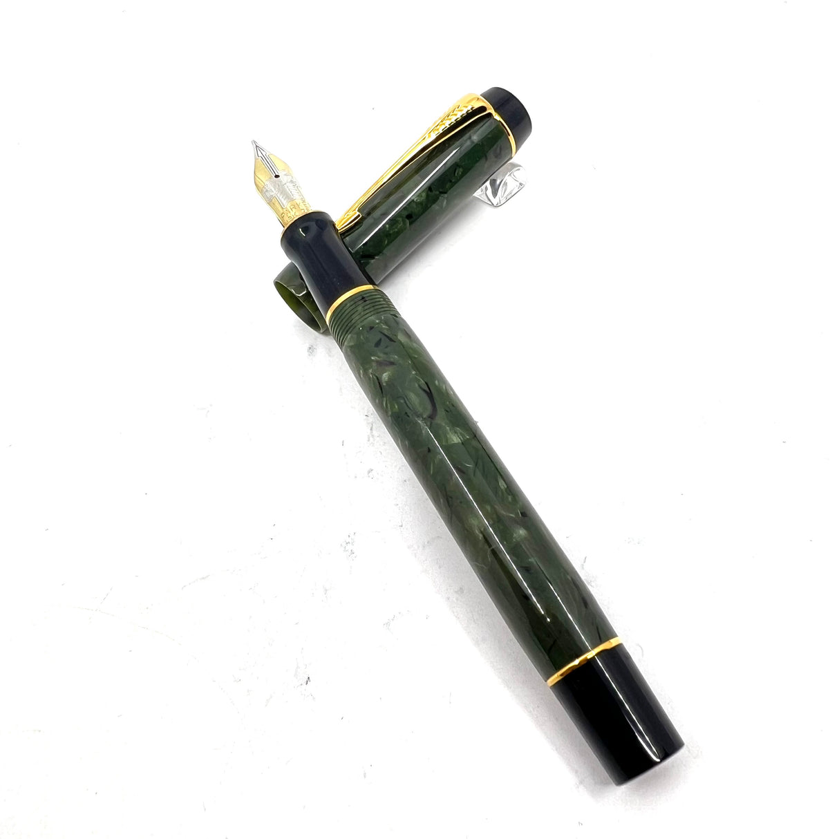 Parker Centennial (Largest Size) Duofold Jade (Grayish Green Marble) Fountain Pen