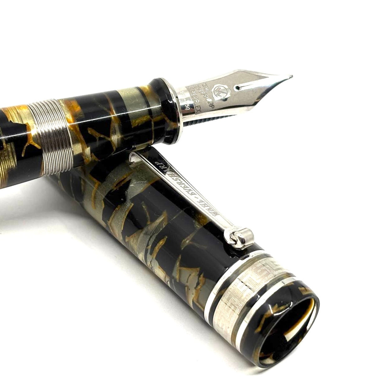 Wahl-Eversharp Black/Bronze/Transparent Original OMAS Lucens Celluloid Decoband Oversized Fountain Pen