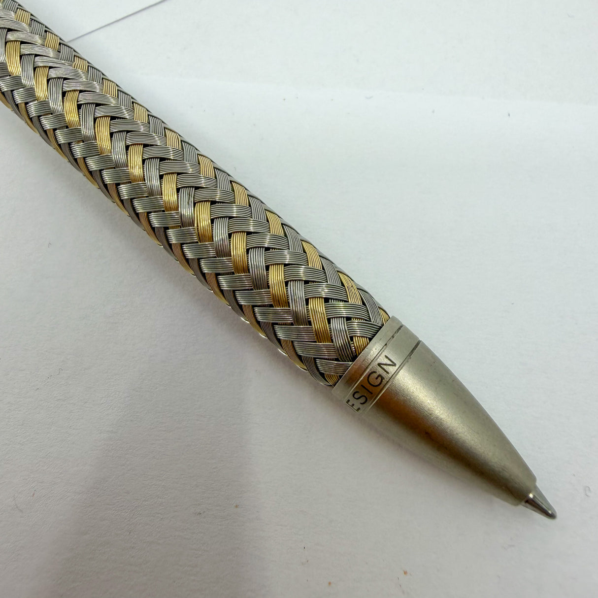 Porsche Design Ballpoint Pen - Tec-Flex Woven Stainless Steel & Gold Plate