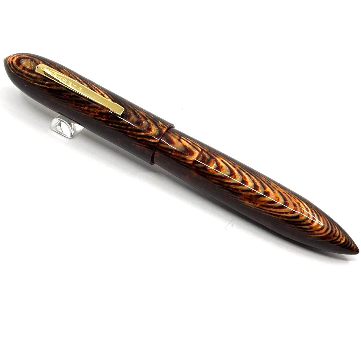 Oldwin (Paris) Torpedo Bronze Arco Spina (Fish Bone) Pattern Celluloid LE Fountain Pen