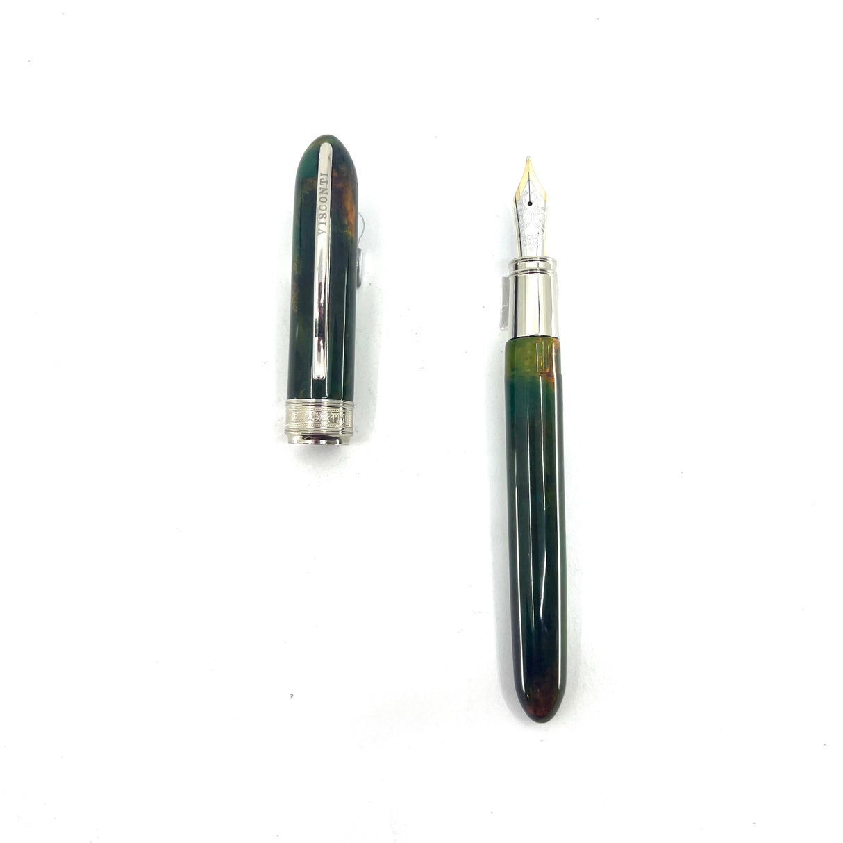 Visconti Maxi Van Gogh Variegated Green & Amber Fountain Pen Circa 2000 - Semi-Flex Medium 14kt Gold Nib
