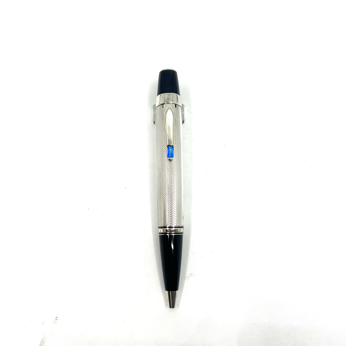 Montblanc Boheme Sterling Silver Barleycorn Ballpoint Pen - Blue Stone in Clip