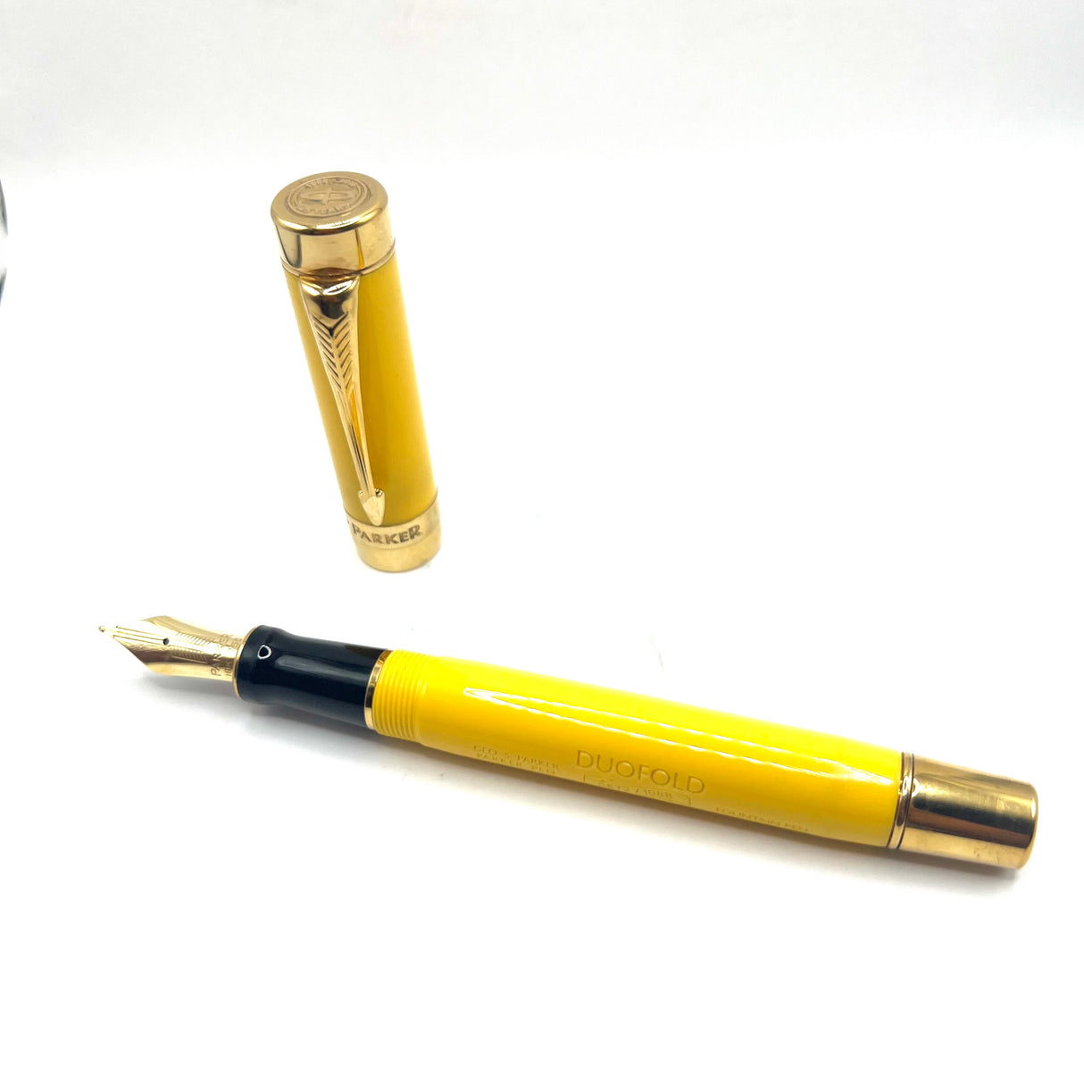 Parker Duofold Centennial Mandarin Yellow 125th Anniversary Fountain Pen - Medium 18kt Gold Nib