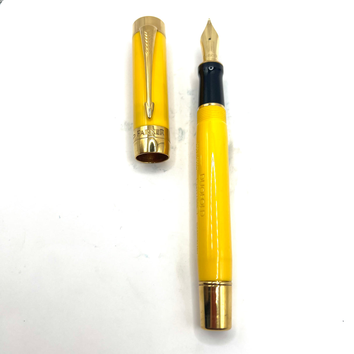 Parker Duofold Centennial Mandarin Yellow 125th Anniversary Fountain Pen - Medium 18kt Gold Nib