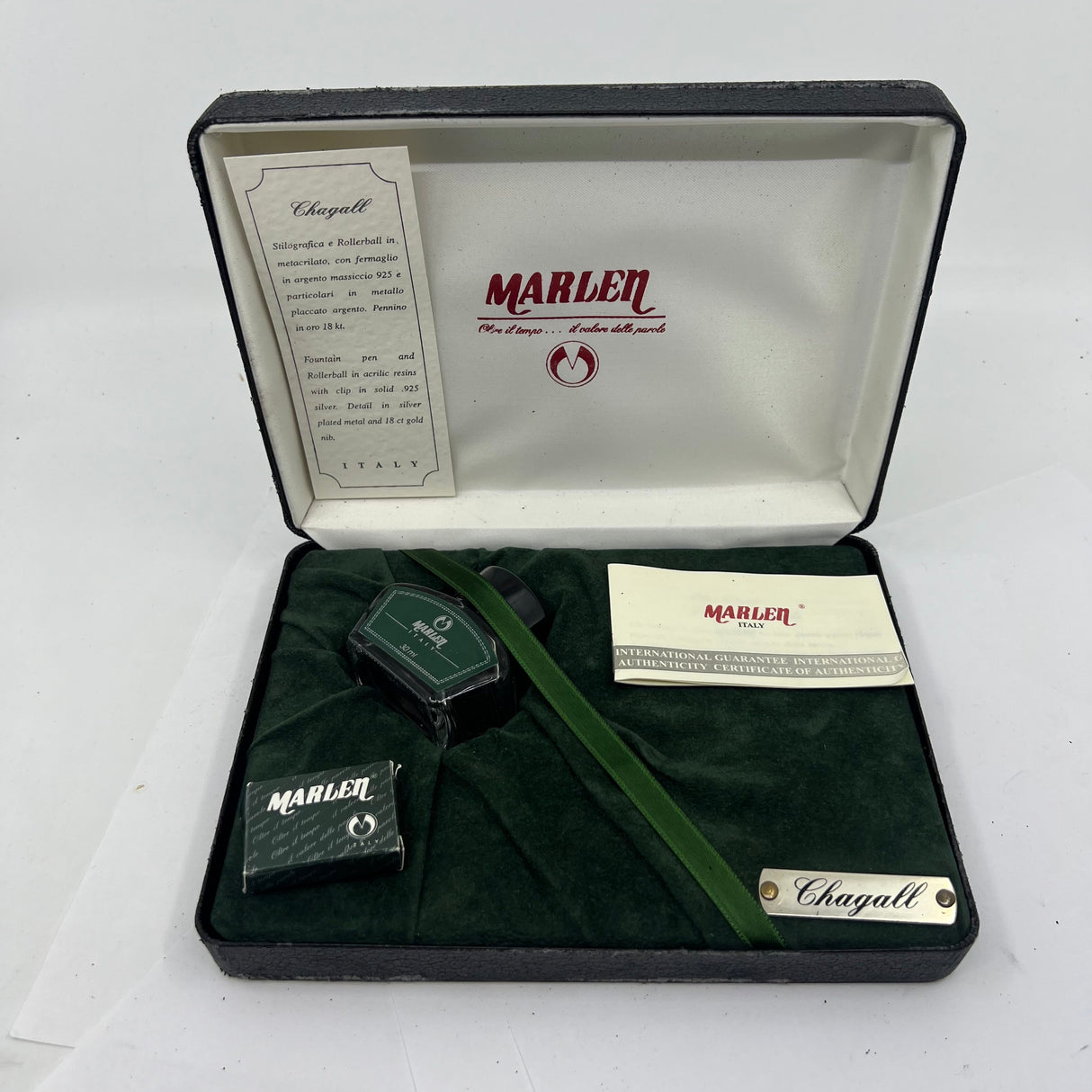 Marlen Chagall Marbled Blue Fountain Pen - Broad 18kt Gold Nib