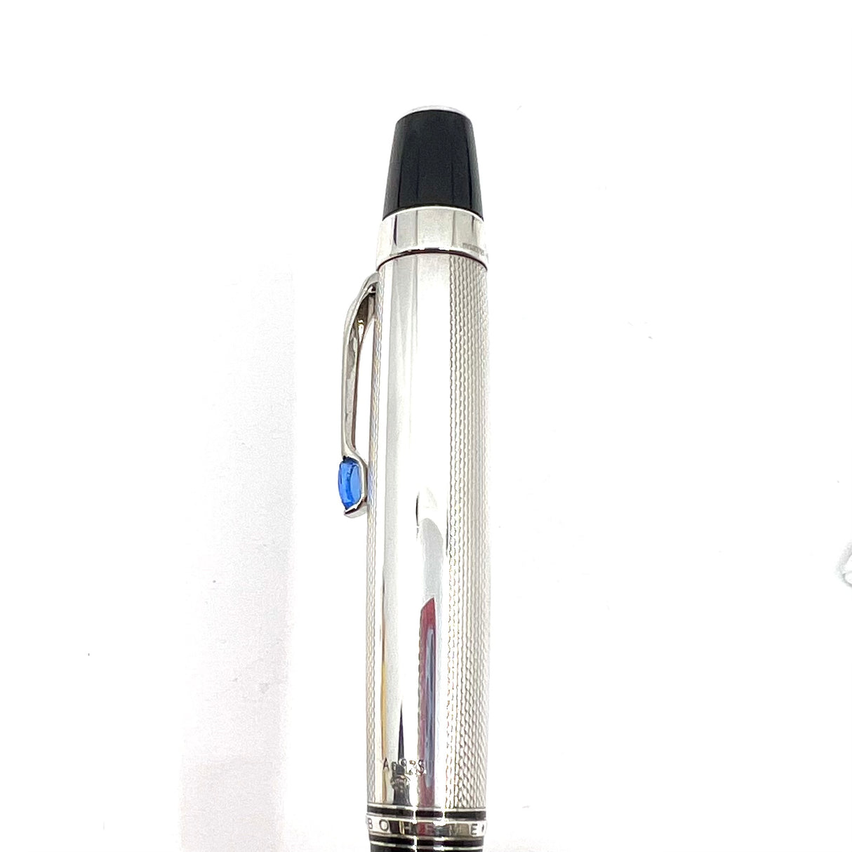 Montblanc Boheme Sterling Silver Barleycorn Ballpoint Pen - Blue Stone in Clip
