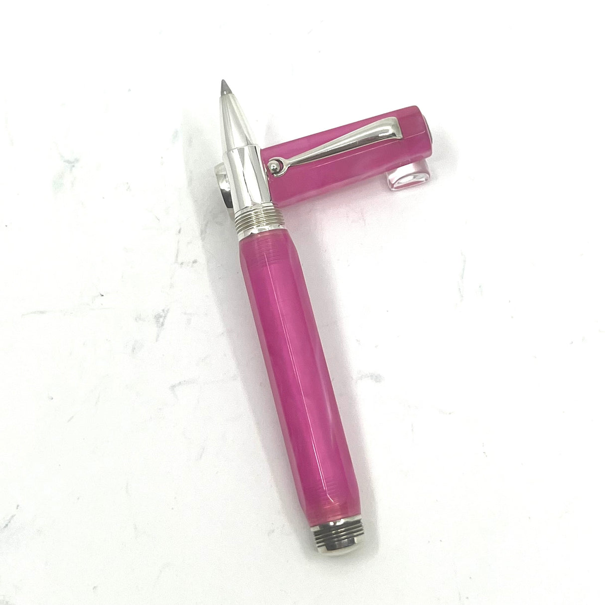 Montegrappa Micra Pink Celluloid Rollerball - Sterling Silver Trim