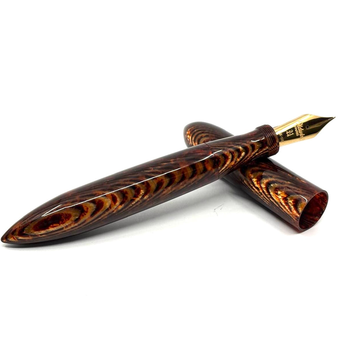 Oldwin (Paris) Torpedo Bronze Arco Spina (Fish Bone) Pattern Celluloid LE Fountain Pen
