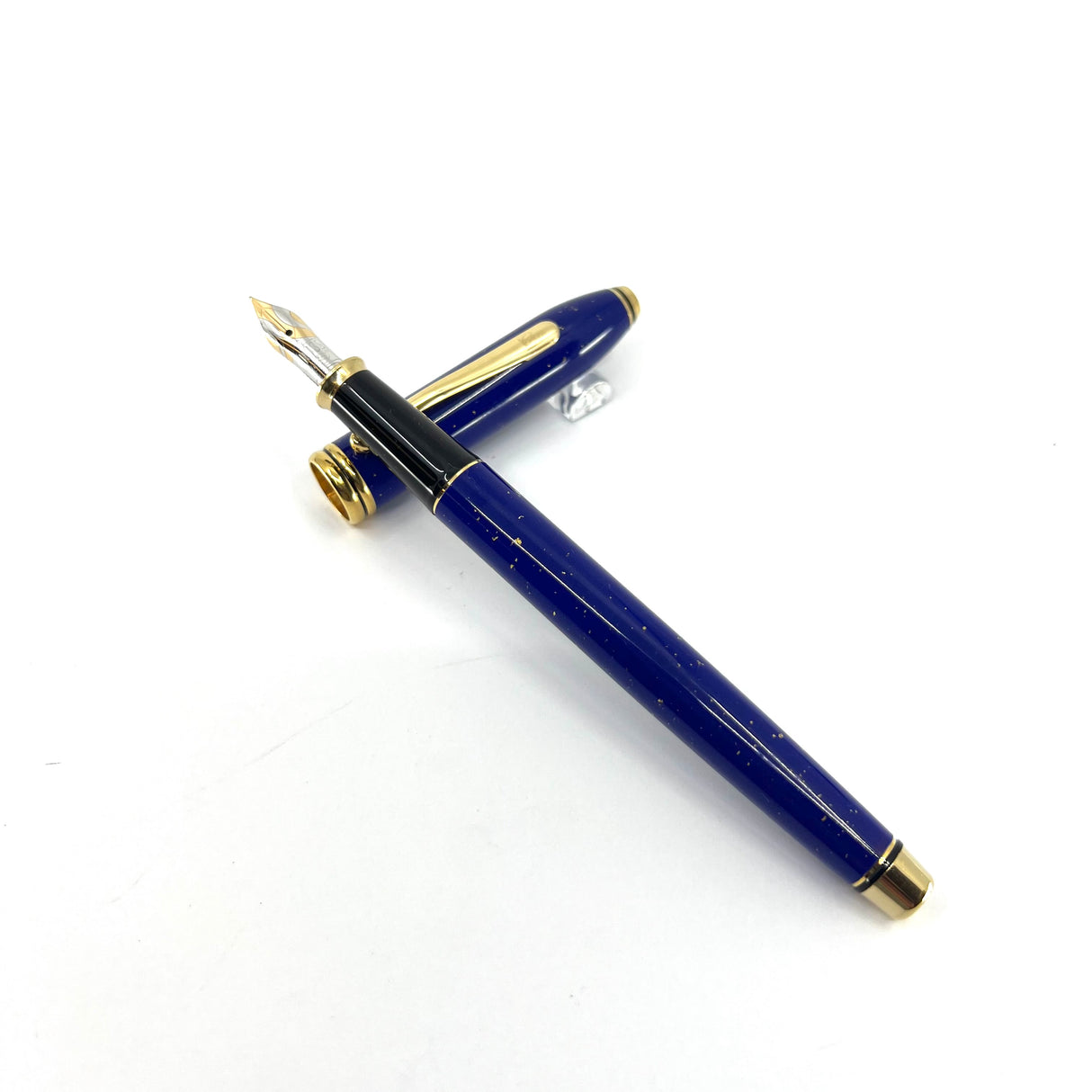 Cross Townsend Blue Lapis Lazuli/ 22K Gold Dust Fountain Pen - Circa 1998 - Fine 18kt Gold Nib