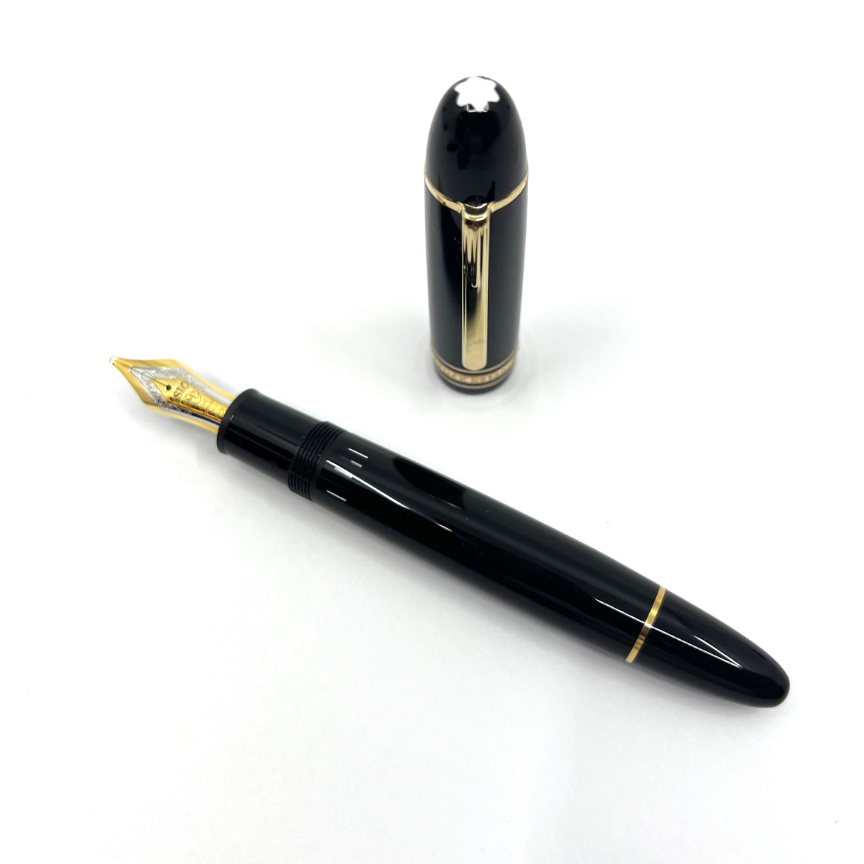 Montblanc Black Meisterstuck #149 Fountain Pen-Broad Oblique (Profile Of Left Foot) 18kt Gold Nib