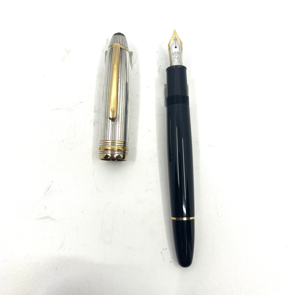 Montblanc Meisterstuck #146DS Doue Striped Sterling Silver Cap LeGrand Fountain Pen