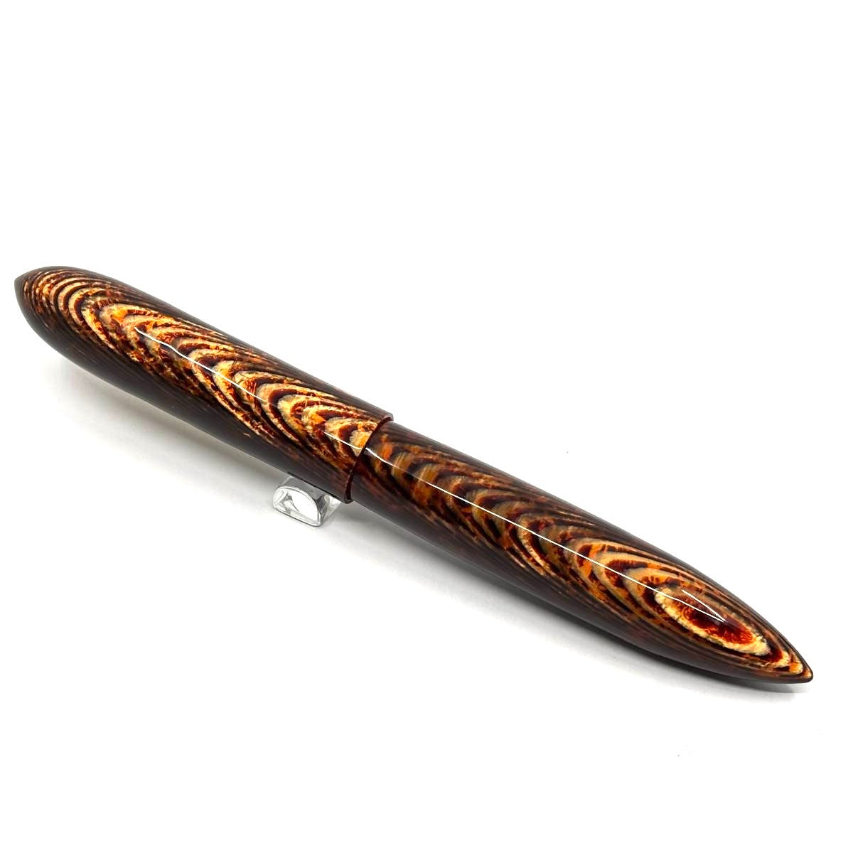 Oldwin (Paris) Torpedo Bronze Arco Spina (Fish Bone) Pattern Celluloid LE Fountain Pen