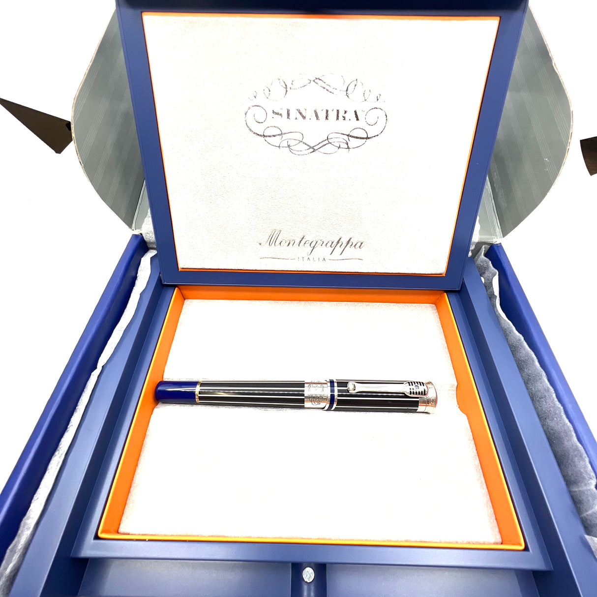 Montegrappa Frank Sinatra Limited Edition Pinstripe Blue Fountain Pen - Circa 2011 - Medium 18kt Gold Nib