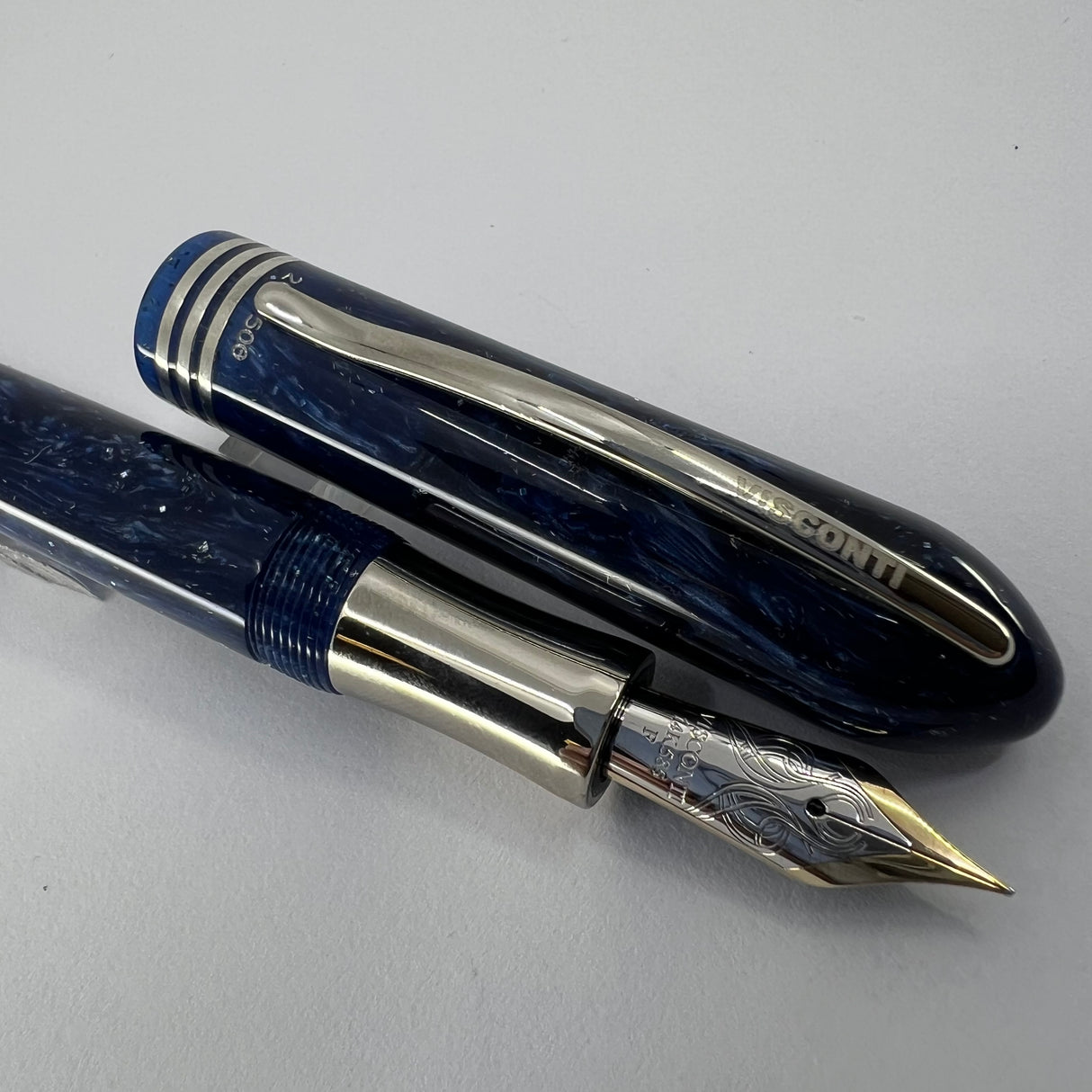 Visconti Amigdala "You & Me" Blue Marbled Limited Edition Fountain Pen - Fine 14kt Gold Nib