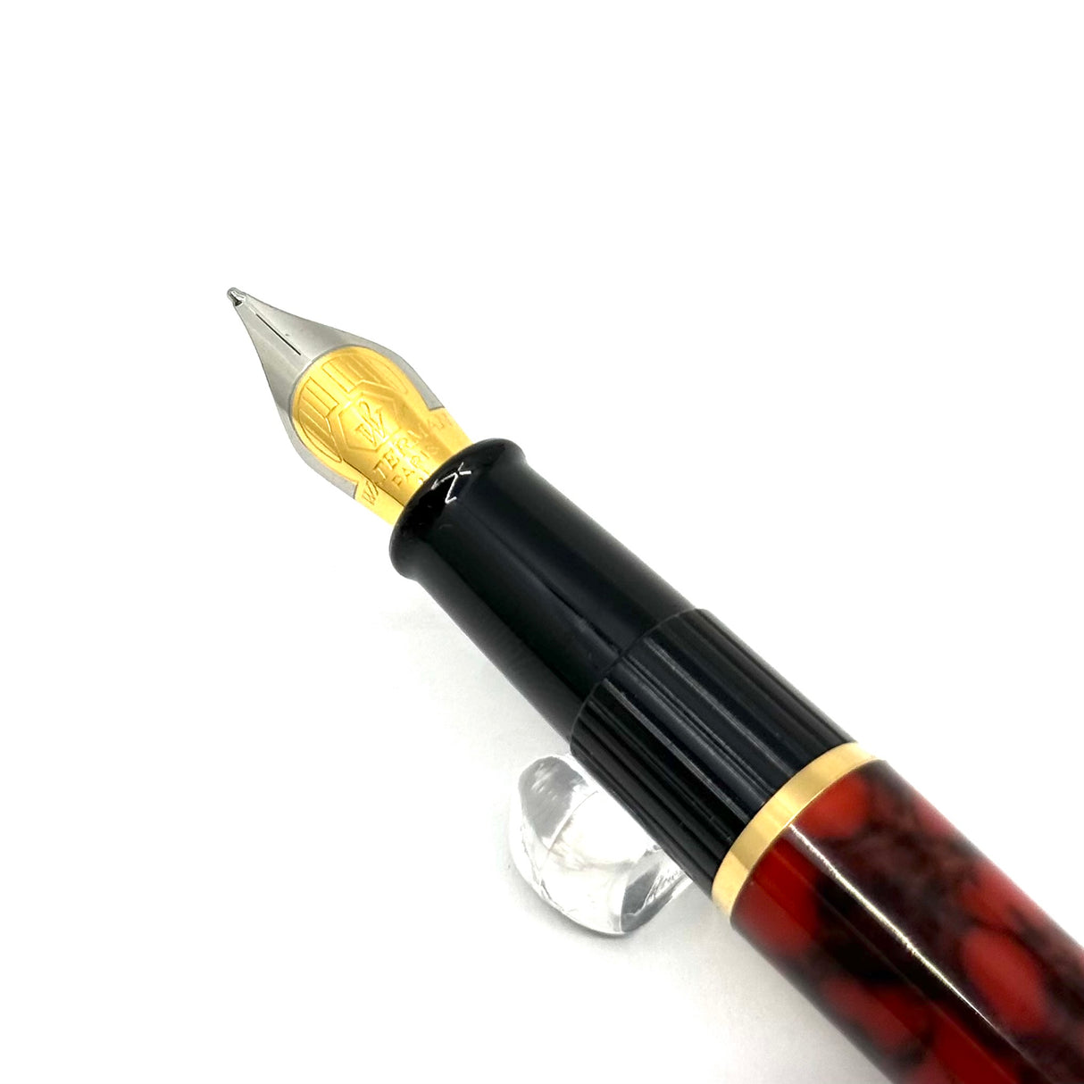 Waterman Phileas Red/Black Marble Fountain Pen - Broad Gilt Stainless Nib