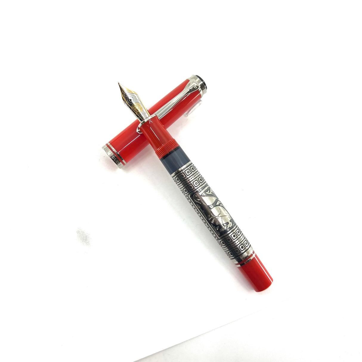 Pelikan Souveran M910 (M800 Size) Red Toledo Special Edition Fountain Pen - Fine 18kt Gold Nib