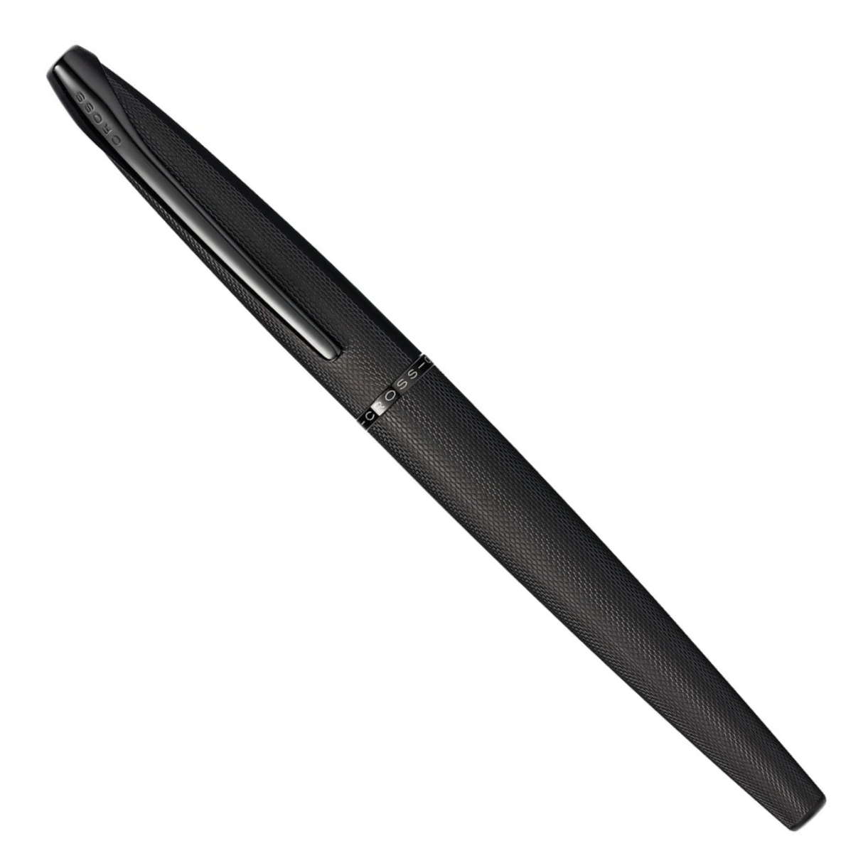 Cross ATX® Brushed Black with Machine-Turned Diamond Pattern Engraving with Polished Black PVD Fountain Pen