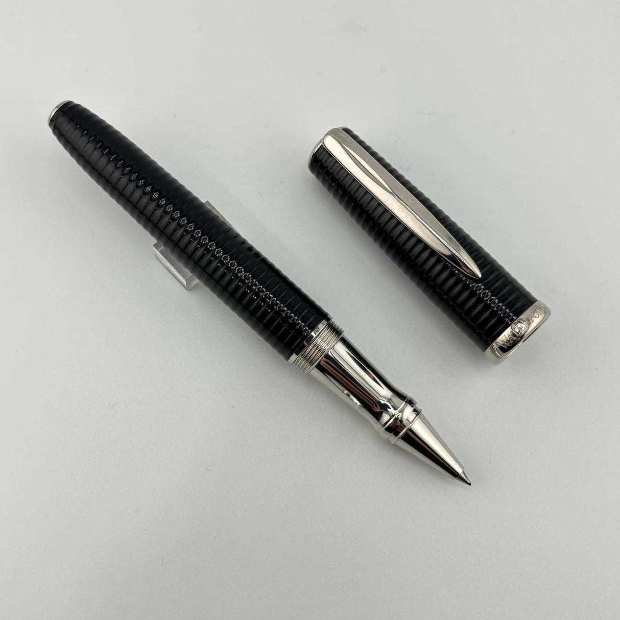 Waterford Oversized Weighty Black Fluted Horizontal - Rollerball Pen