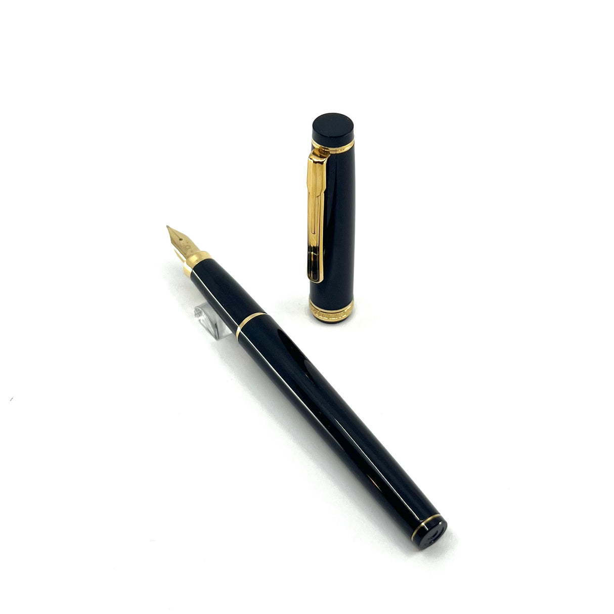 Platinum President (Early Style) Black Fountain Pen - Medium 22kt (Yes) Gold Nib