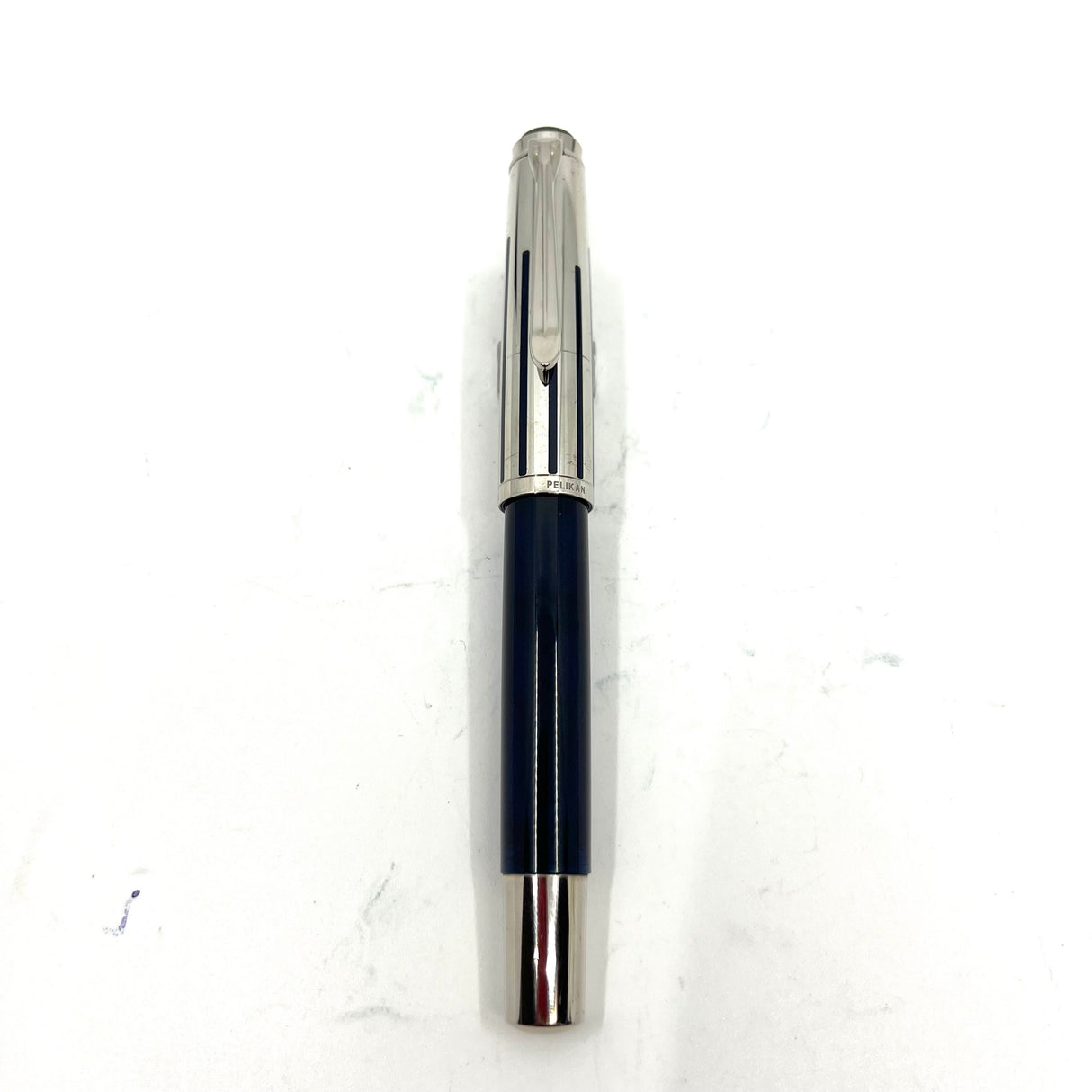 Pelikan M625 Sterling Silver Cap/Blue Translucent Barrel Fountain Pen - RARE!