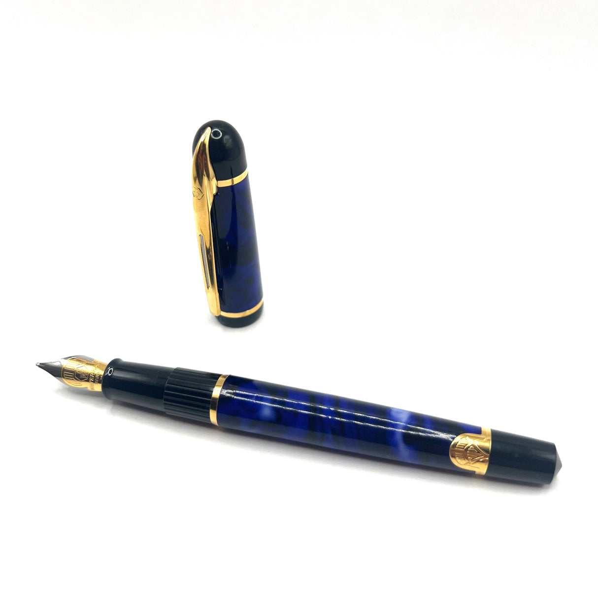 Waterman Phileas Second Generation Blue Marble Fountain Pen- Medium Gilt Steel Nib
