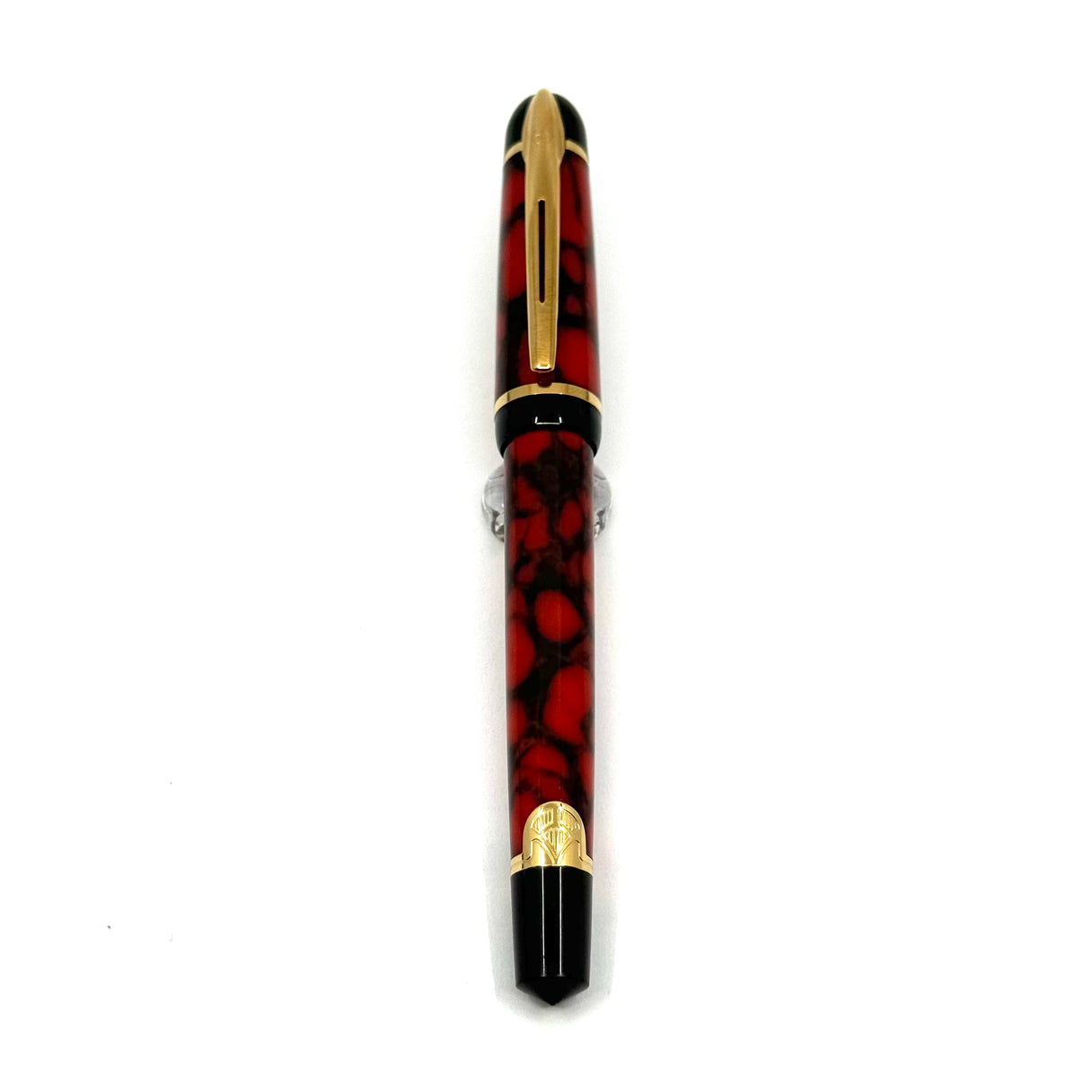 Waterman Phileas Red/Black Marble Fountain Pen - Broad Gilt Stainless Nib