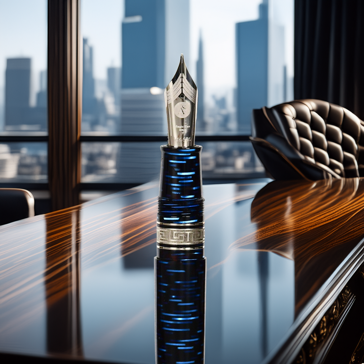 ASC Bologna Extra Blue "Wall Street" Skyscraper Limited Edition Fountain Pen Collection