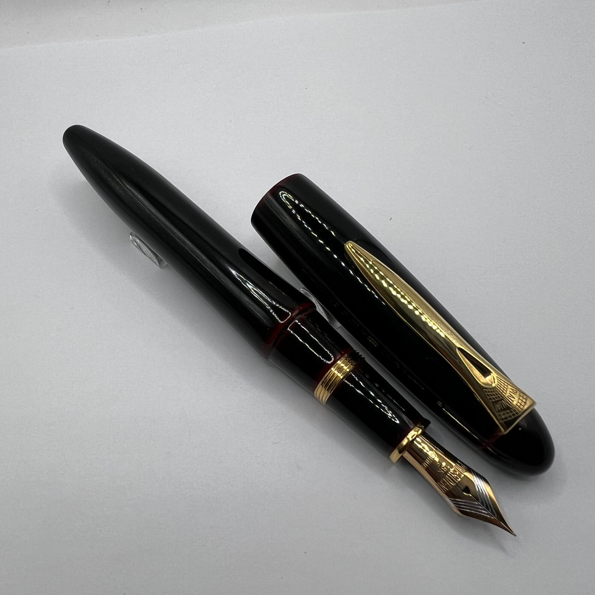 Platinum Izumo Urushi Akatame(Red) Hand Painted Lacquer Oversized Fountain Pen - Fine 18kt Gold Nib
