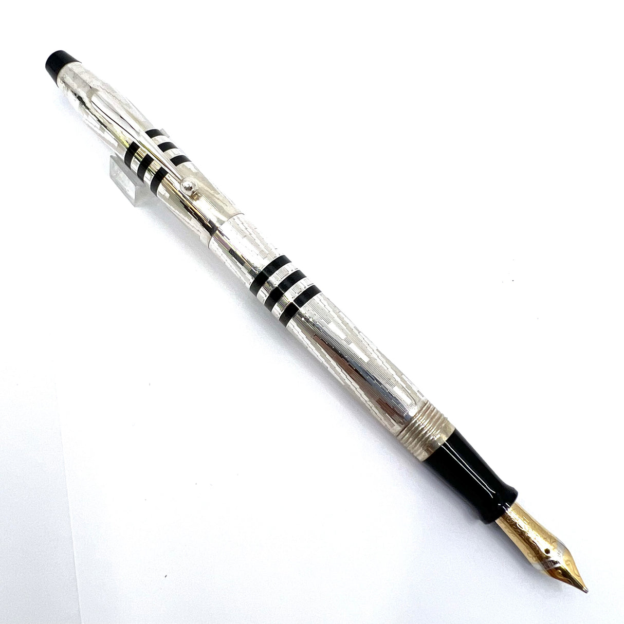 Cross 150th Anniversary Limited Edition Art Deco Sterling Silver Fountain Pen (1996) - Medium 18kt Gold Nib - MINT Condition with Complete Original Packaging