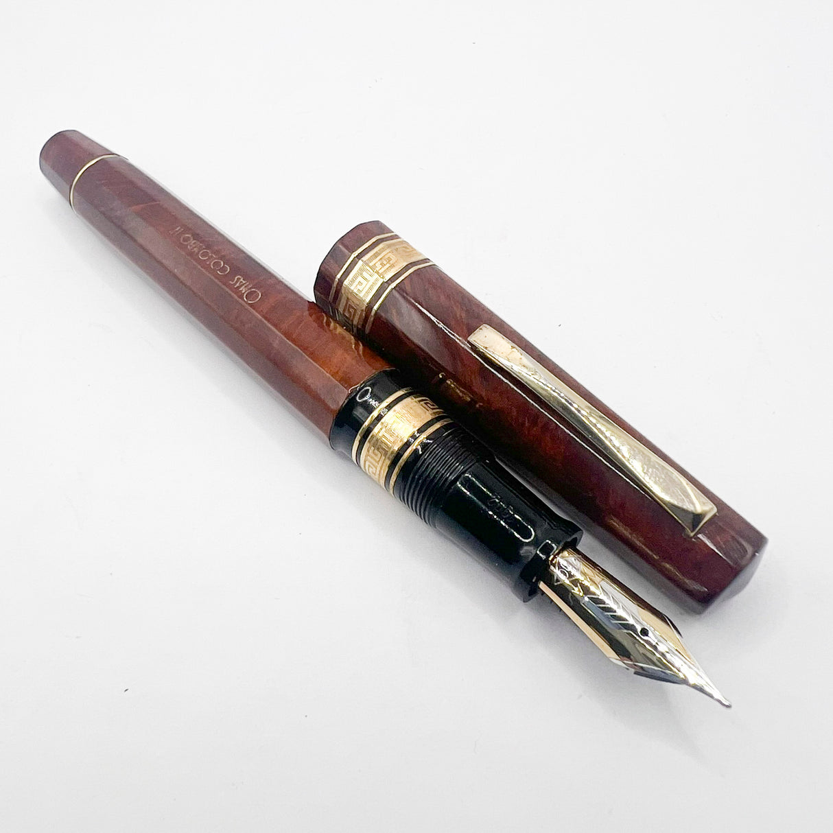 OMAS Cristoforo Colombo II Briar Wood Senior Paragon Fountain Pen - Medium 18kt Gold Nib