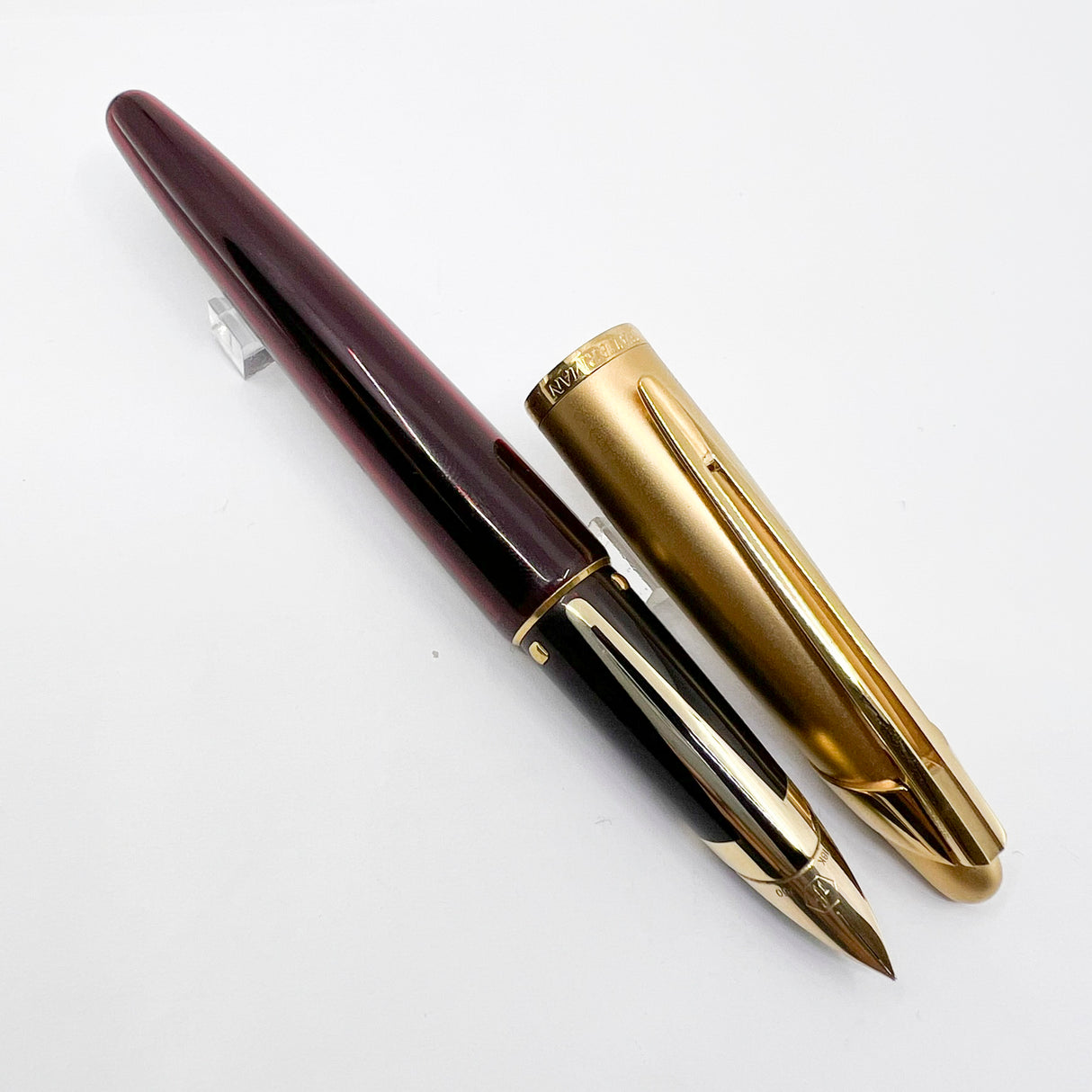 Waterman Edson Ruby Red Translucent Fountain Pen - Extra Fine 18kt Gold Nib - Scarce in Ruby!!