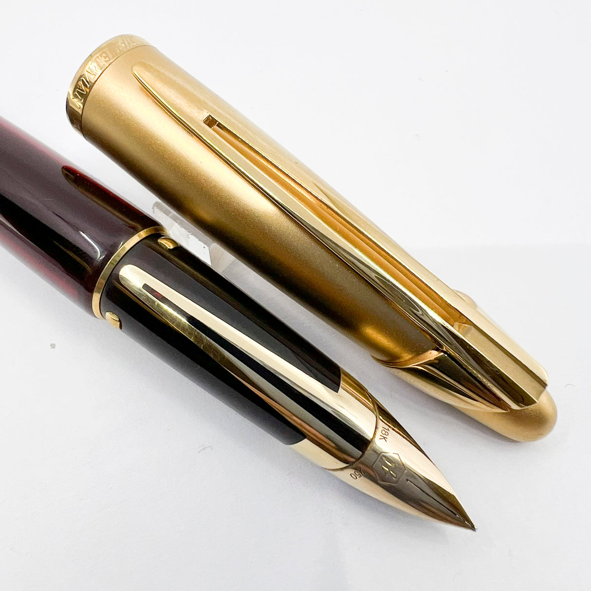 Waterman Edson Ruby Red Translucent Fountain Pen - Extra Fine 18kt Gold Nib - Scarce in Ruby!!