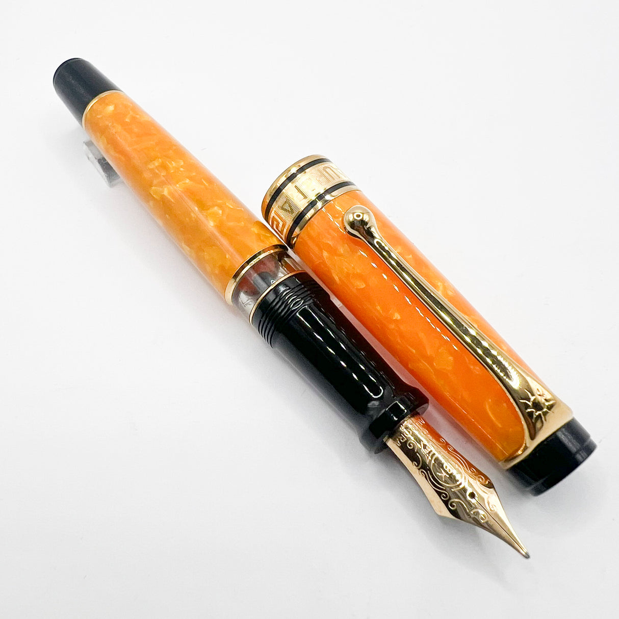 Aurora Optima Marbled Orange Sole Limited Edition Fountain Pen - Broad 18kt Gold Nib