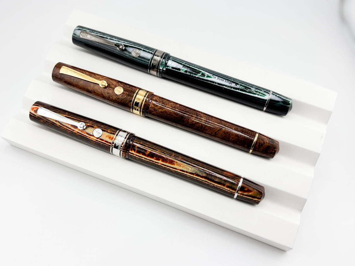ASC - Armando Simoni Club "THE 3 KINGS SET" The Grail of ASC - Set of 3 Celluloid Fountain Pens with Specialty Flexible Nibs!