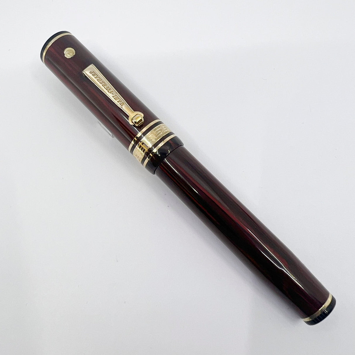 Wahl Eversharp Woodgrain Ebonite Decoband Oversized Fountain Pen - Medium #8 Size 14kt Gold Nib