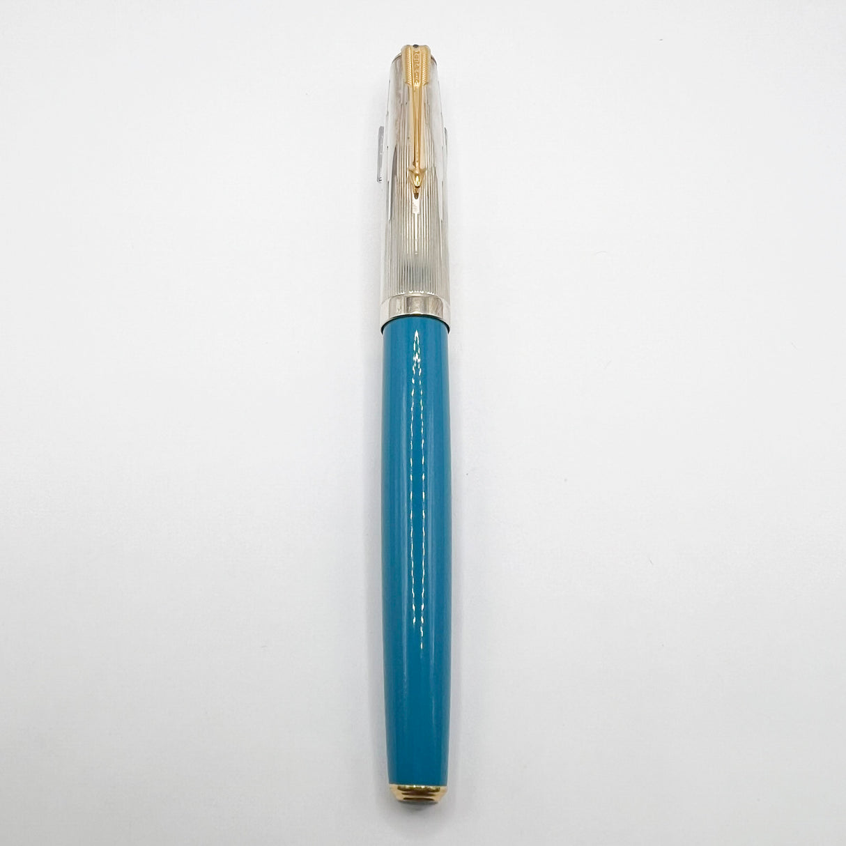 Parker 51 Special Edition Sterling Silver & Vista Blue Fountain Pen - Fine 18kt Gold Nib
