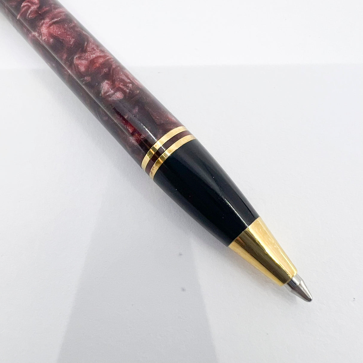 Parker Duofold First Generation Marbled Maroon Cap Actuated Ballpoint Pen - Circa 1989 - SCARCE!