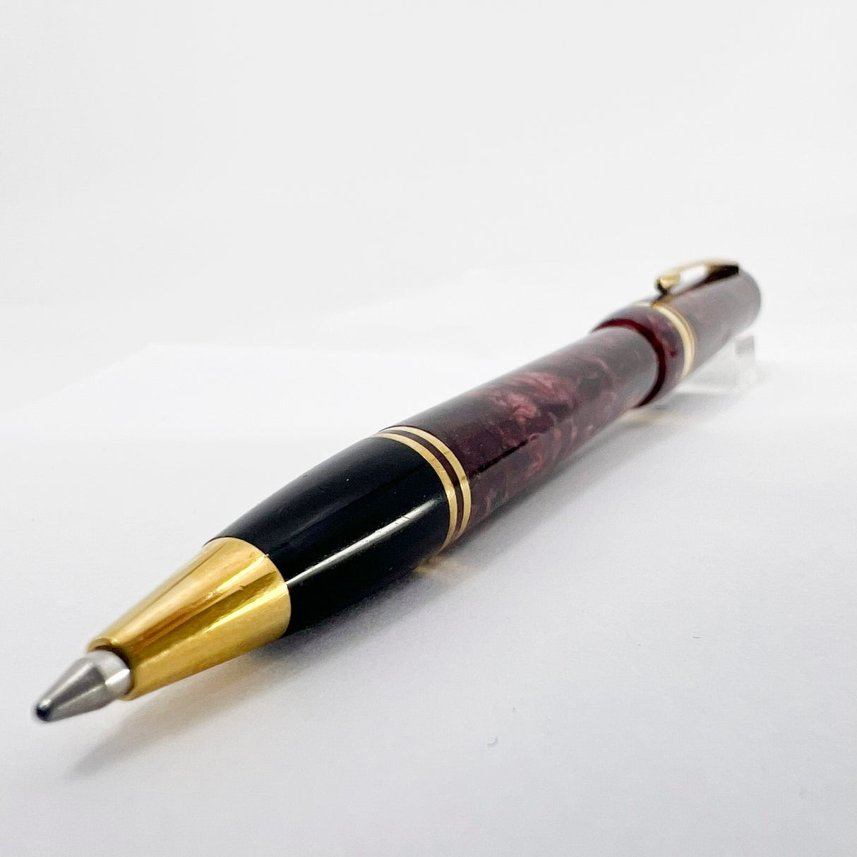 Parker Duofold First Generation Marbled Maroon Cap Actuated Ballpoint Pen - Circa 1989 - SCARCE!