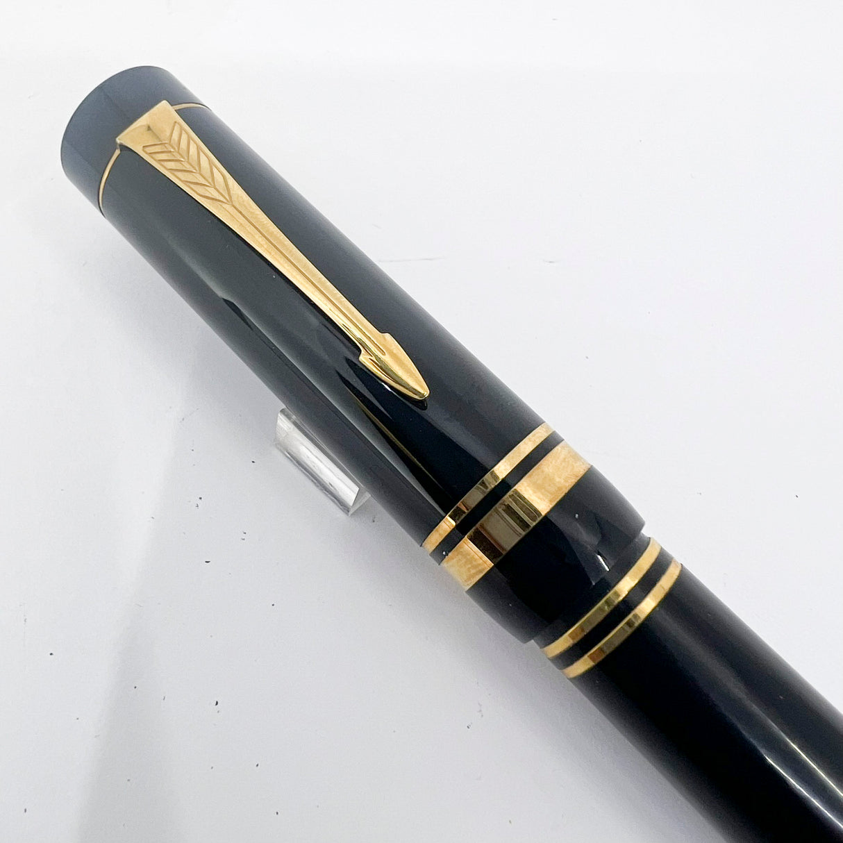 Parker Duofold Centennial (Largest) Black Fountain Pen - Broad Oblique #91 18kt Gold Nib (Circa 1989)