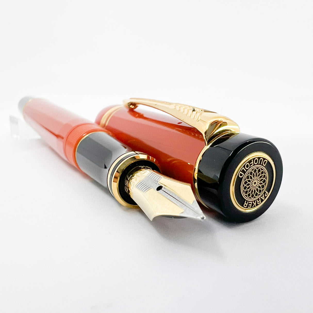 Parker International Duofold Orange Fountain Pen - Medium 18kt Gold Nib