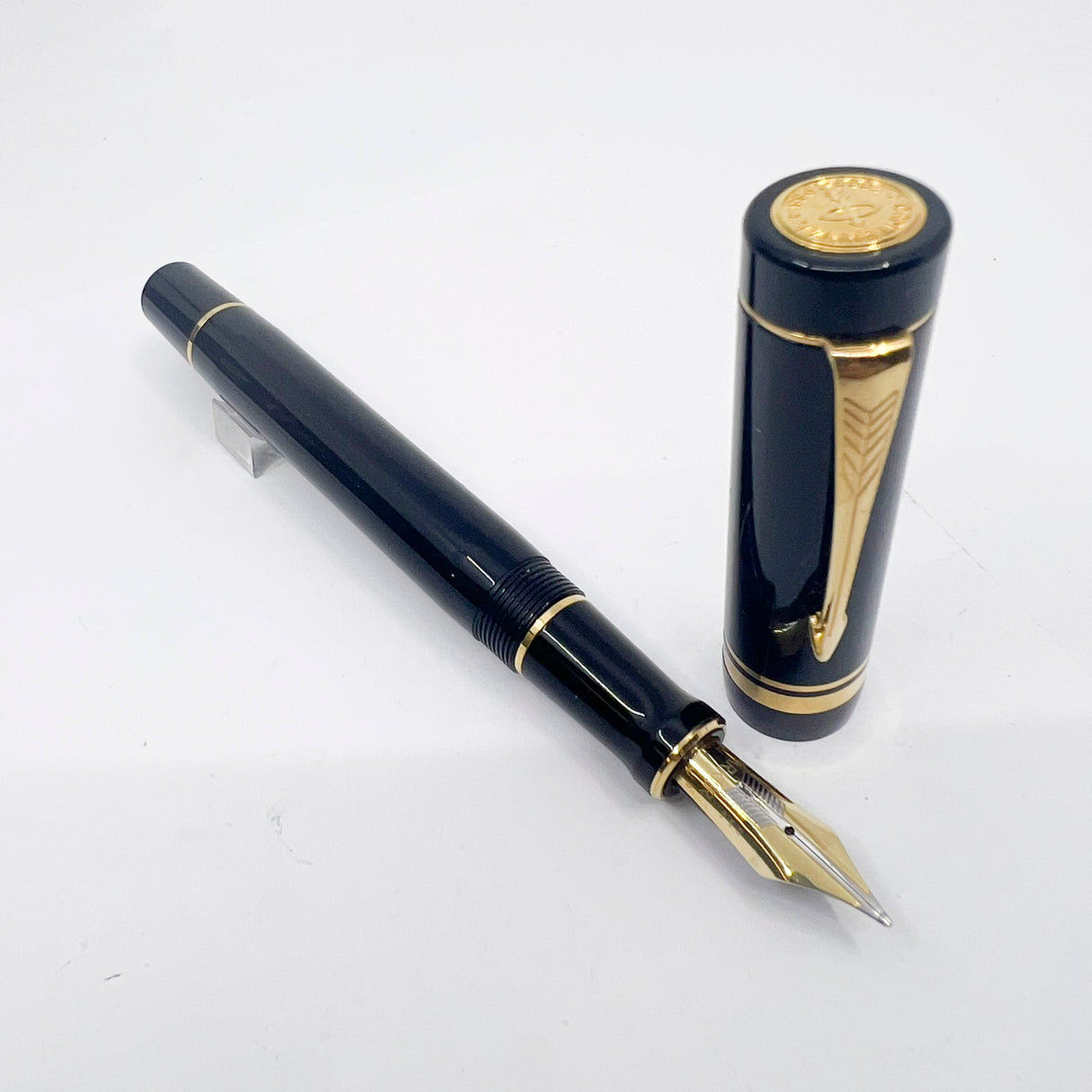Parker Centennial (Largest Size) Black Duofold Fountain Pen - Special Presentation Box & Contents for the 100th Anniversary of the Parker Pen Company - Medium 18kt Gold Nib