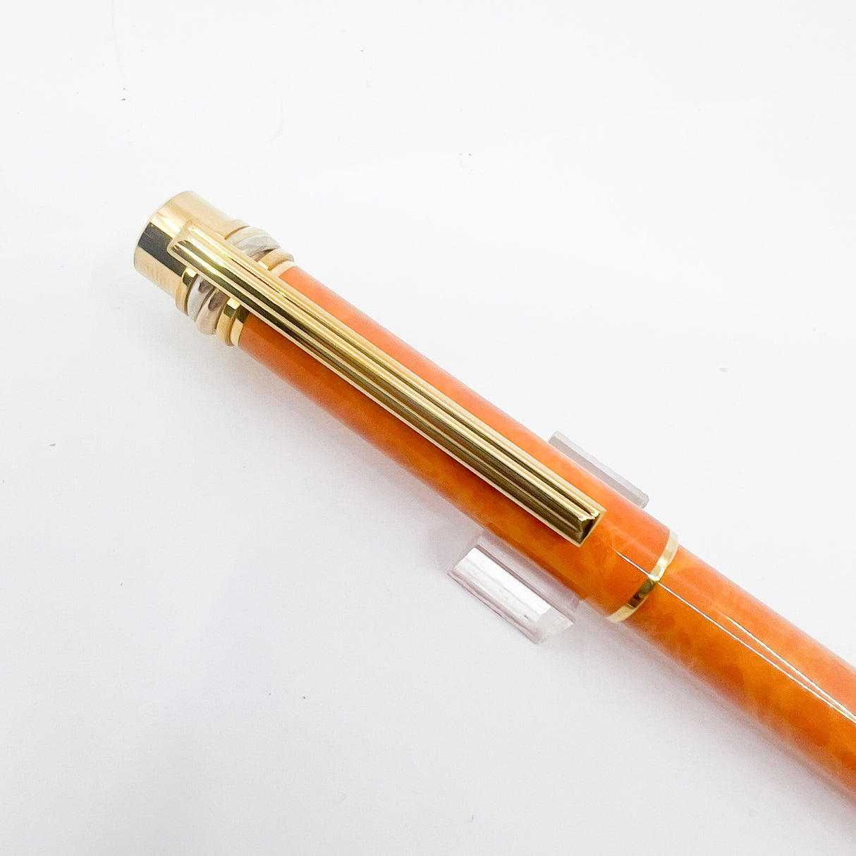 Cartier Marbled Orange Must de Cartier Fountain Pen - Fine 18kt Gold Nib - RARE & SOUGHT AFTER!