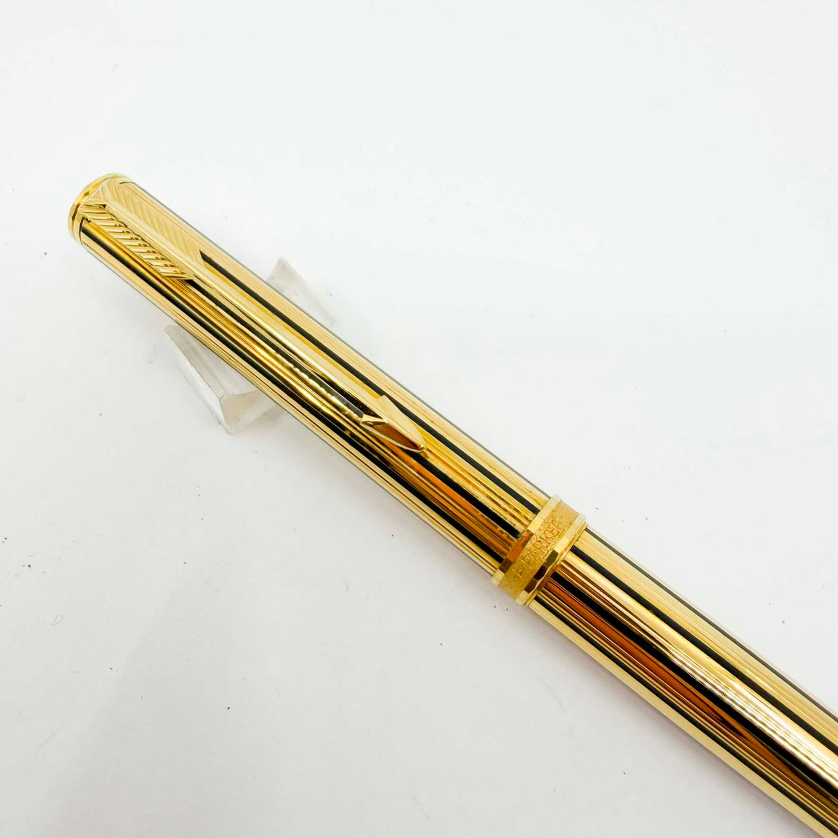 Parker Premier "Athenes" Gold-Plated/Black Lacquered Lines Ballpoint Pen - Circa 1980's