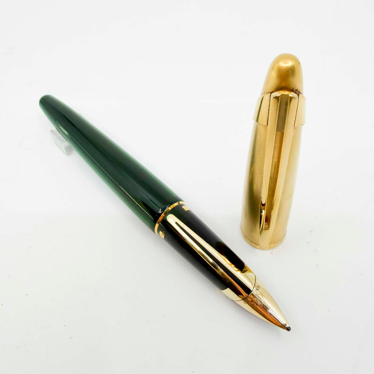 Waterman Edson Green Translucent Fountain Pen - Broad 18kt Gold Nib - Scarce!
