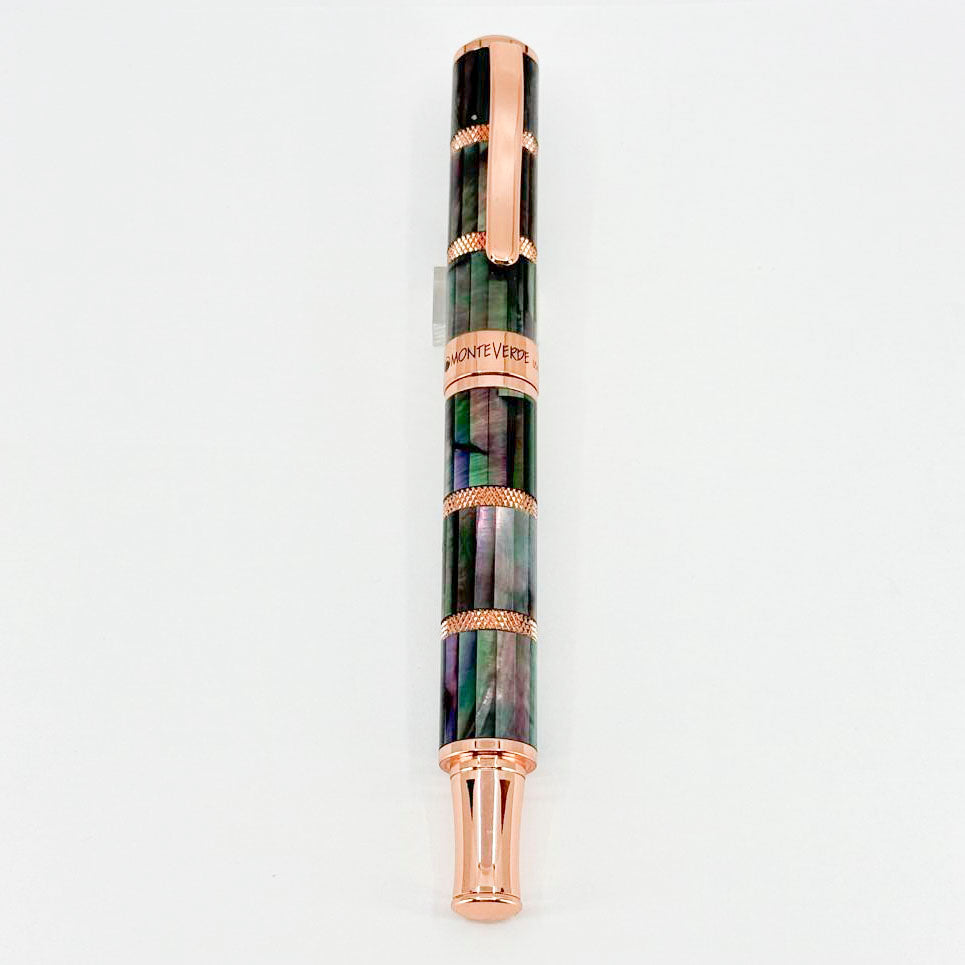 Monteverde Regatta Black Mother of Pearl Ltd Ed Fountain Pen - Medium Blackened Stainless Steel Nib