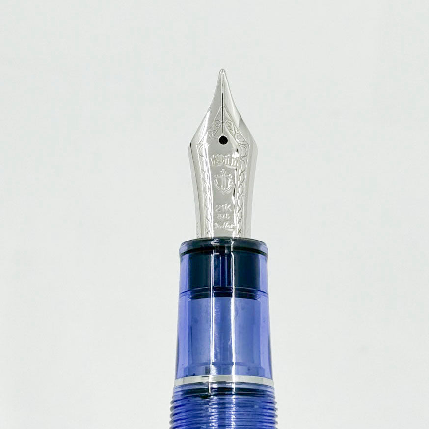 Sailor 1911 Large Blue Moon Transparent Fountain Pen - Broad 21kt Gold Nib