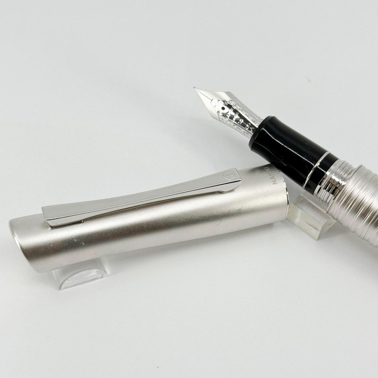 Pilot-Namiki Satin Finished Rhodium Bamboo Oversized Fountain Pen - Fine 14kt Gold Nib